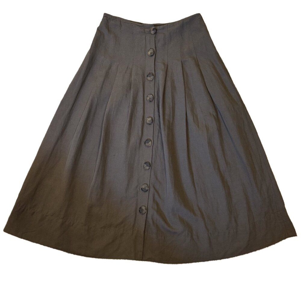 Zara Olive Green Button-Down A-Line Ankle-Length Skirt Women’s Medium